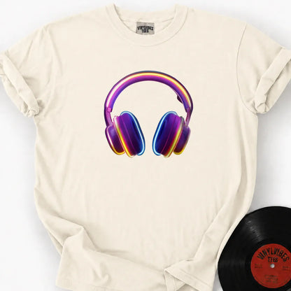Printify T-Shirt Ivory / S Glowing Headphones Premium T-Shirt