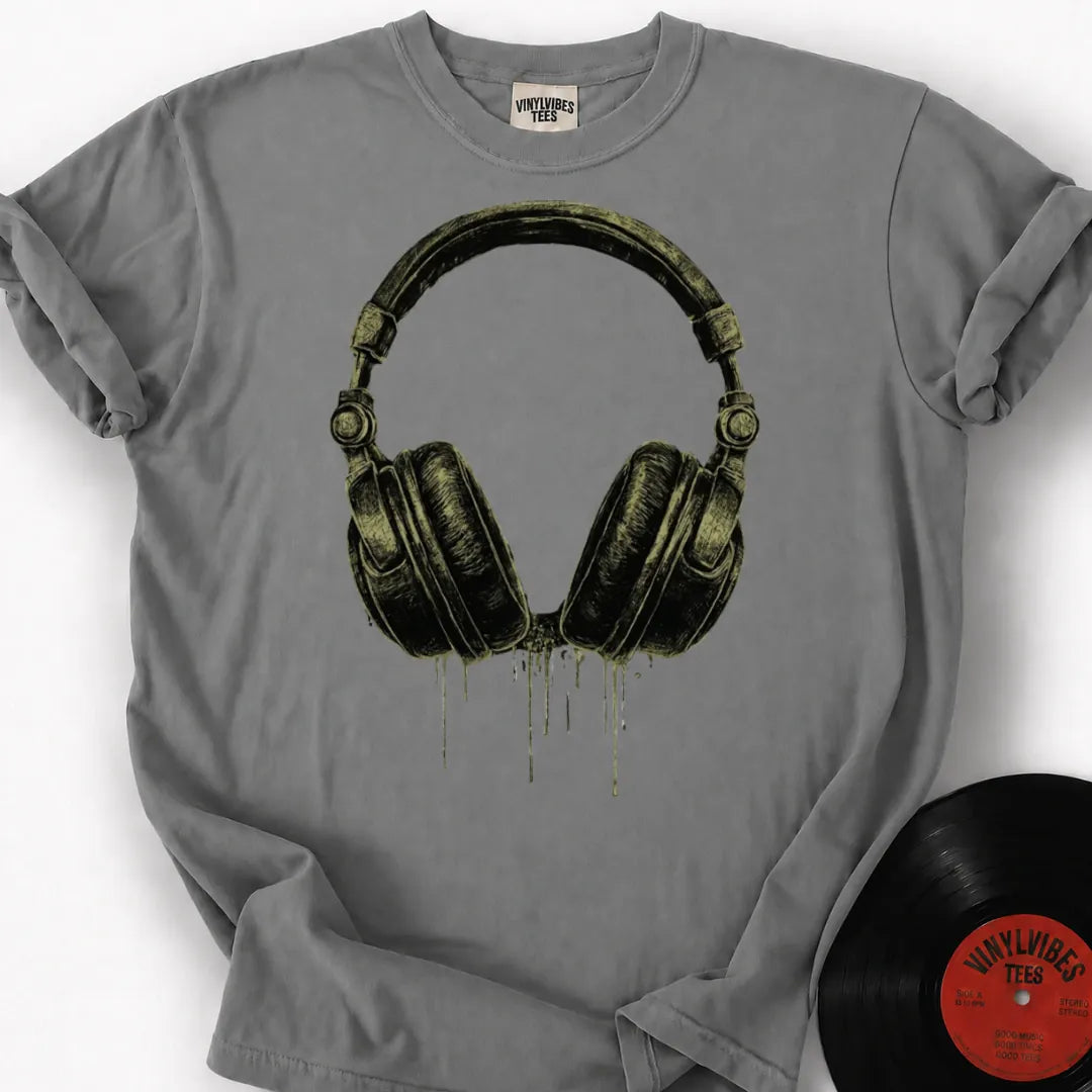 Printify T-Shirt Granite / S Dripping Headphones Premium T-Shirt