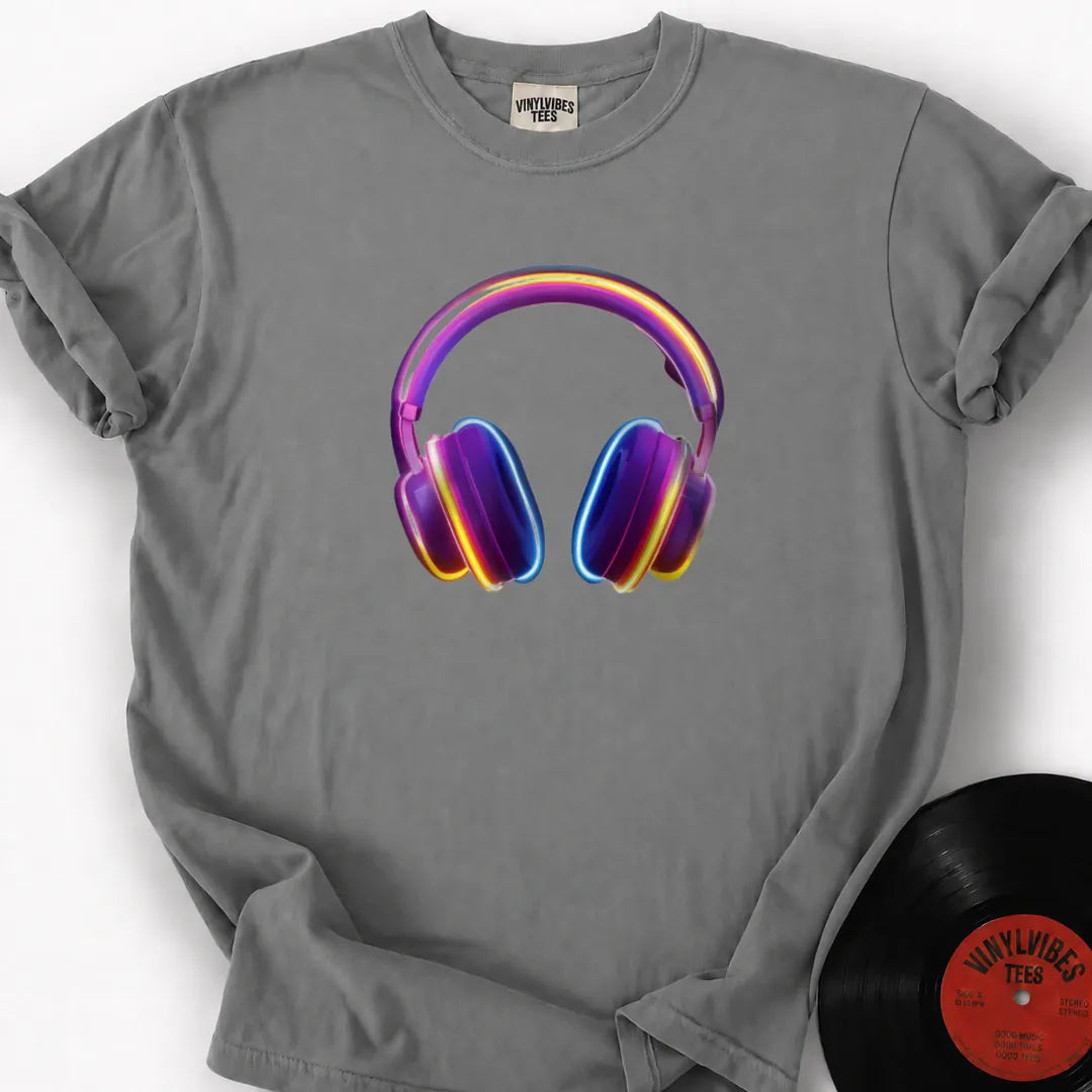 Printify T-Shirt Granite / S Glowing Headphones Premium T-Shirt