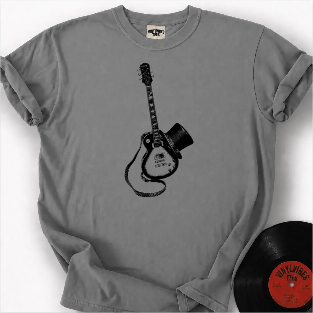 Printify T-Shirt Granite / S Guitar Top Hat Premium T-Shirt