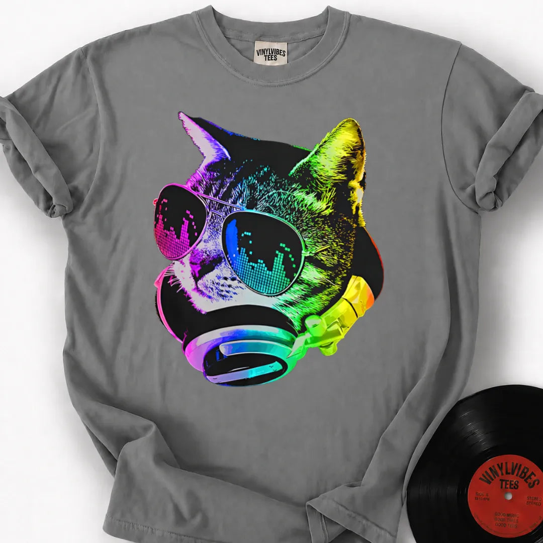 Printify T-Shirt Granite / S Music Cat Premium T-Shirt