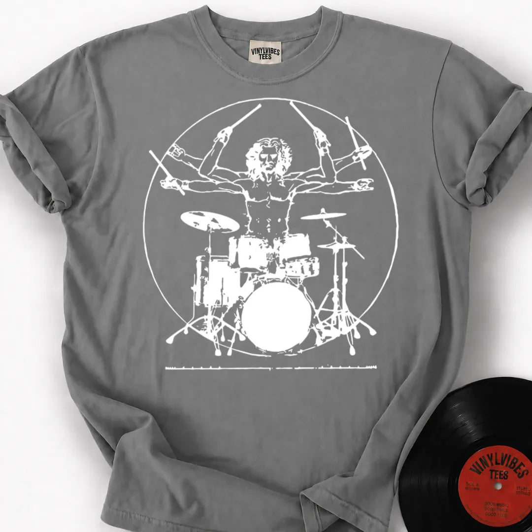 Printify T-Shirt Granite / S Vitruvian Drummer Premium T-Shirt