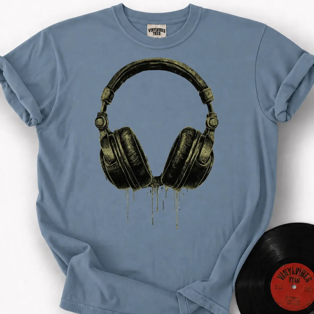 Printify T-Shirt Ice Blue / S Dripping Headphones Premium T-Shirt