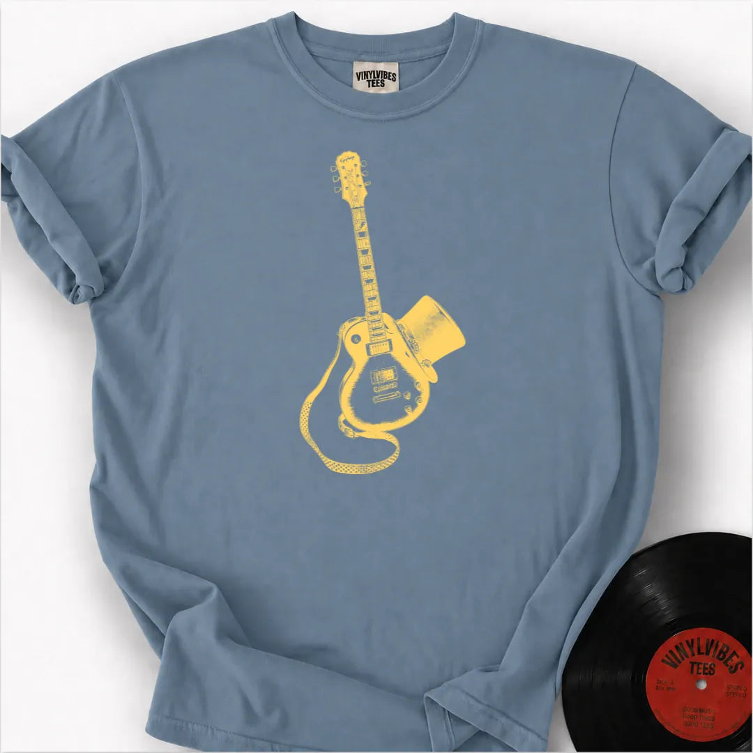 Printify T-Shirt Ice Blue / S Guitar Top Hat Premium T-Shirt