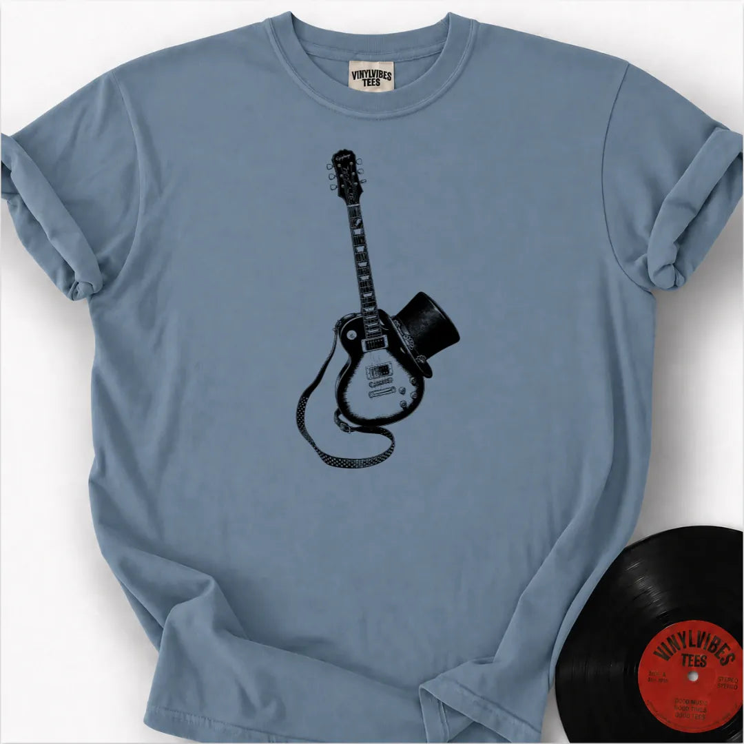 Printify T-Shirt Ice Blue / S Guitar Top Hat Premium T-Shirt