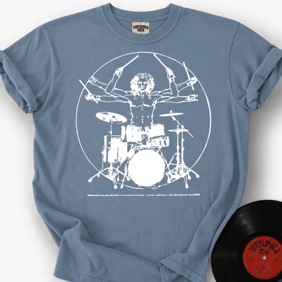 Printify T-Shirt Ice Blue / S Vitruvian Drummer Premium T-Shirt