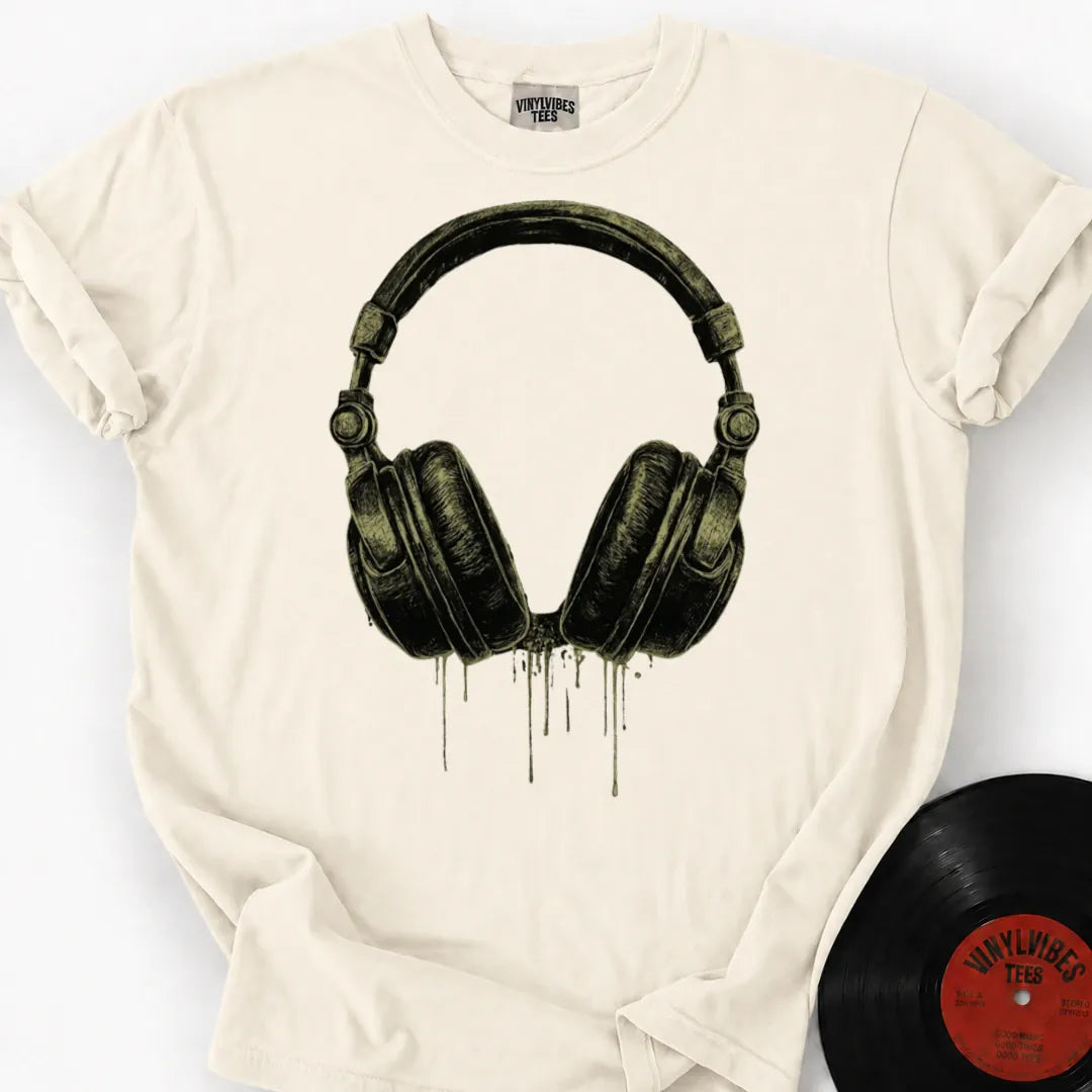 Printify T-Shirt Ivory / S Dripping Headphones Premium T-Shirt