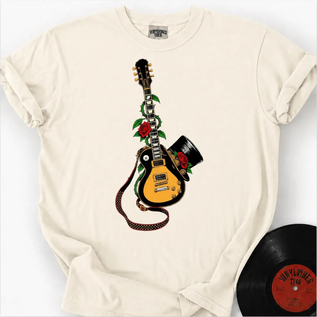 Printify T-Shirt Ivory / S Guitar Top Hat Premium T-Shirt
