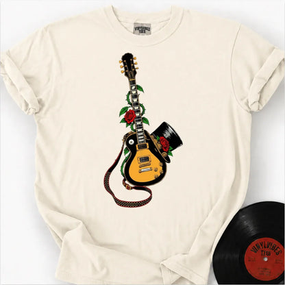 Printify T-Shirt Ivory / S Guitar Top Hat Premium T-Shirt