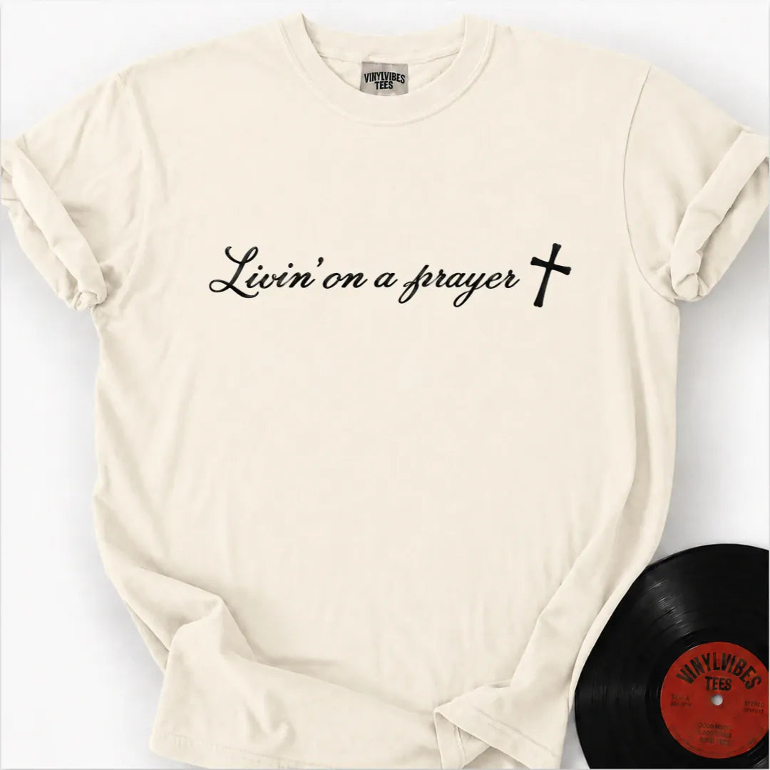 Printify T-Shirt Ivory / S Livin’ on a Prayer Premium T-Shirt