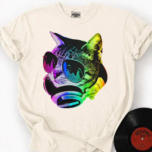 Printify T-Shirt Ivory / S Music Cat Premium T-Shirt