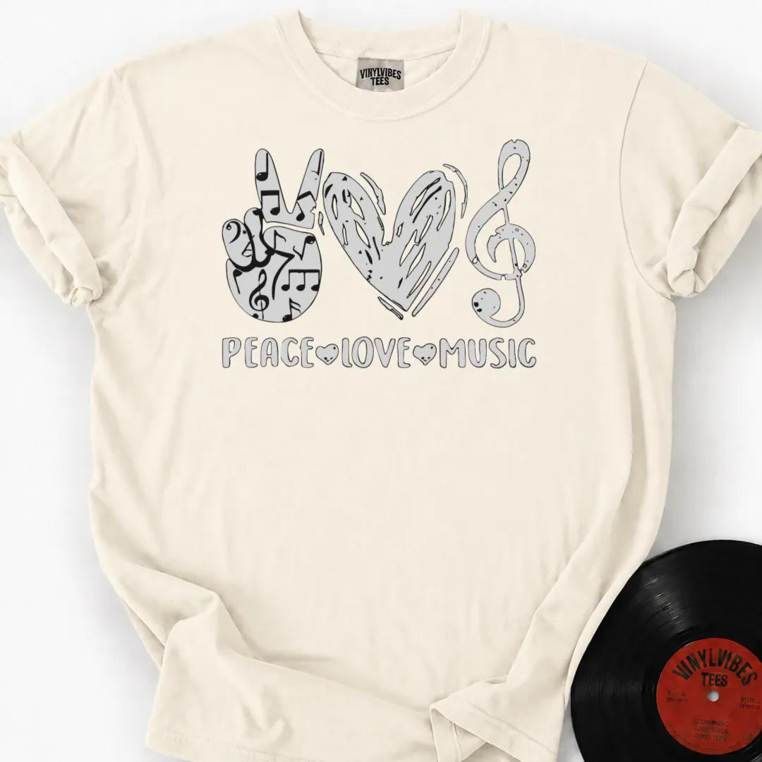 Printify T-Shirt Ivory / S Peace Love Music Premium T-Shirt