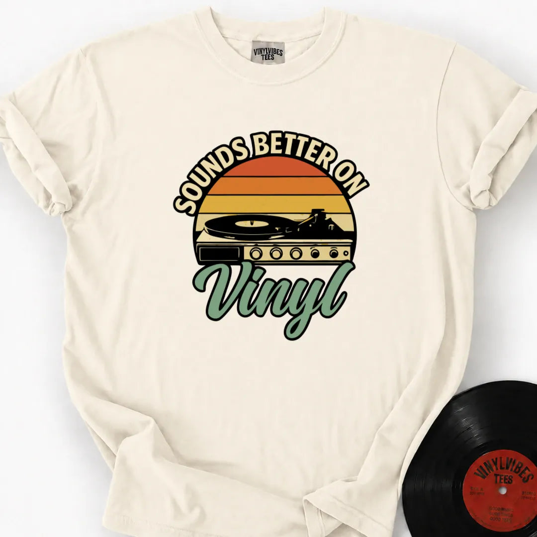 Printify T-Shirt Ivory / S Sounds Better On Vinyl Premium T-Shirt
