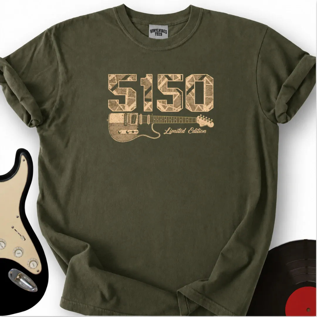 Printify T-Shirt Military Green / S 5150 Vintage Rock Guitar T-Shirt