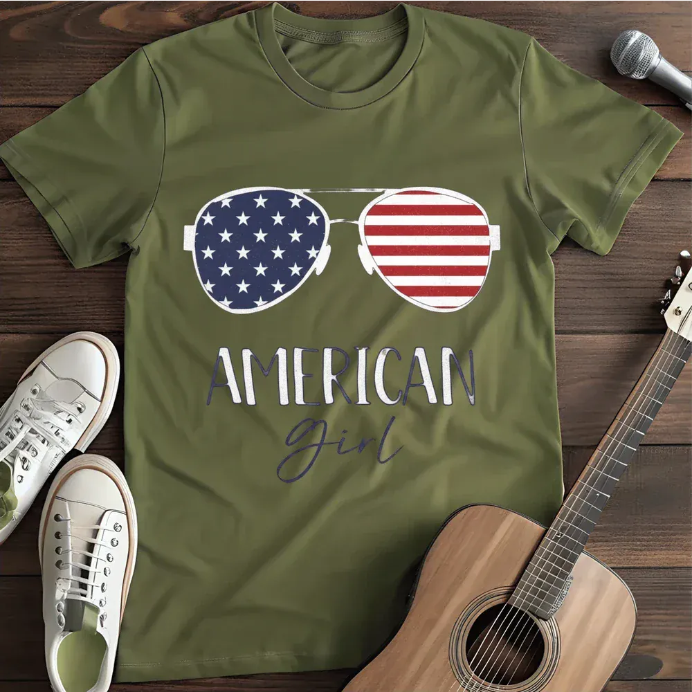 Printify T-Shirt Military Green / S American Girl T Shirt