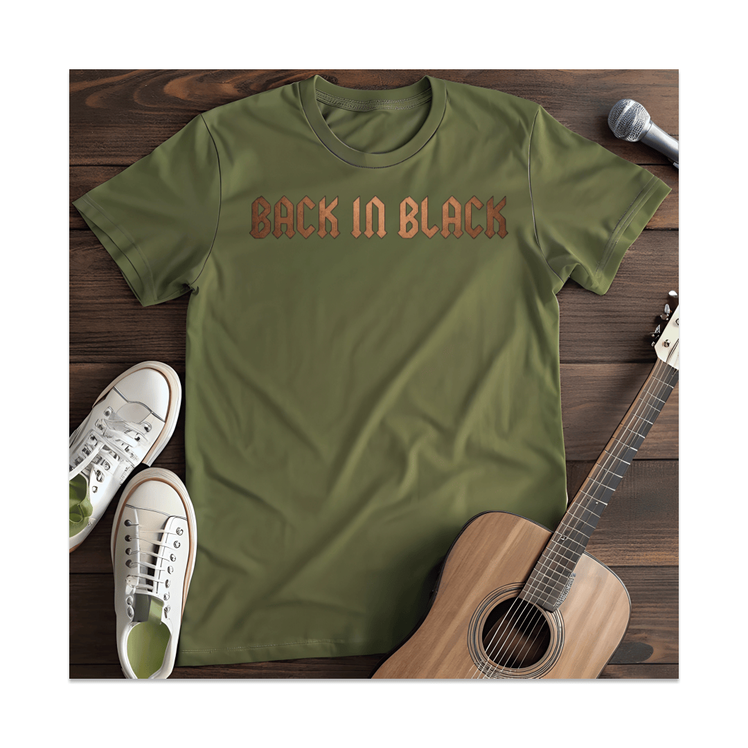 Printify T-Shirt Military Green / S Back In Black T-Shirt