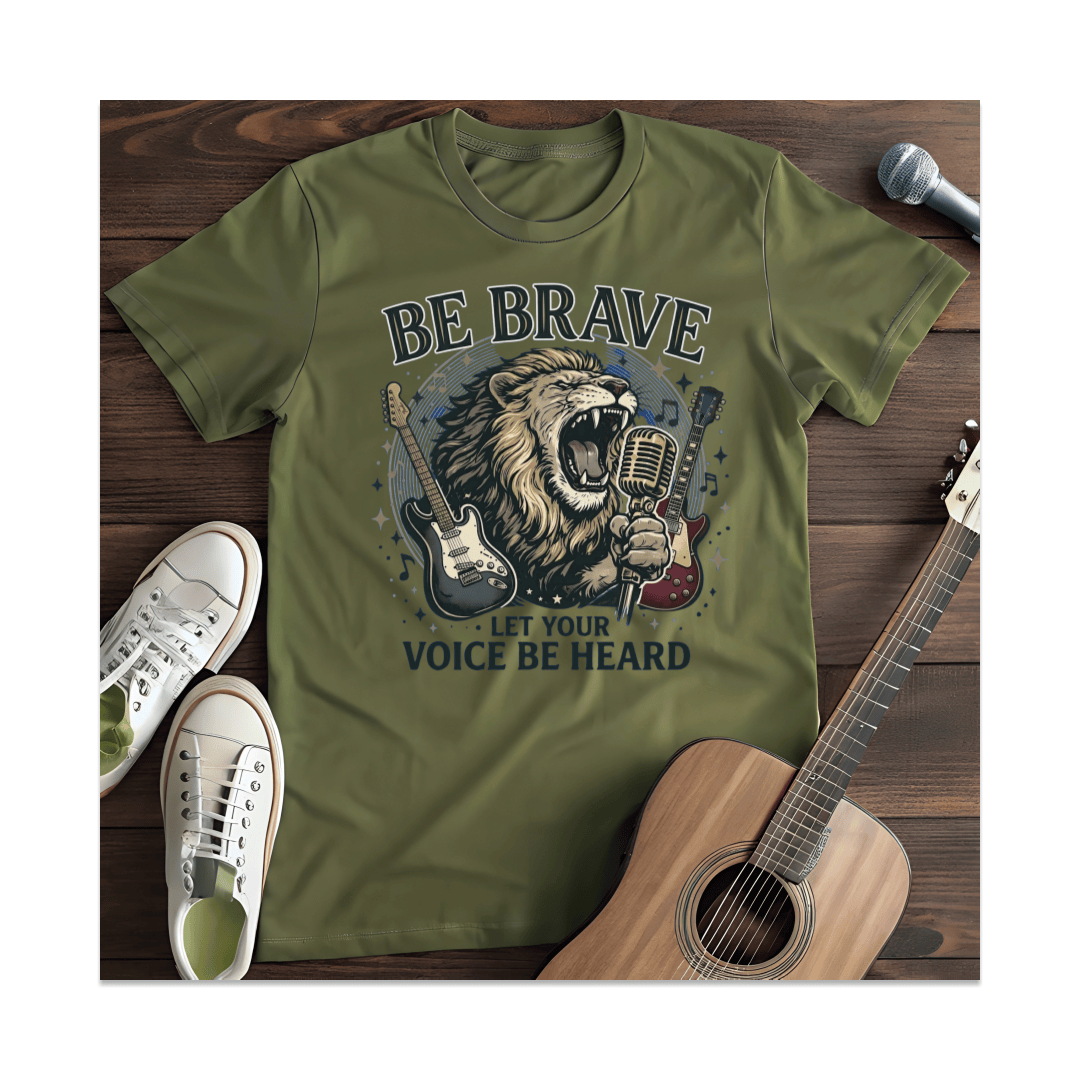 Printify T-Shirt Military Green / S Be Brave Roaring Lion T-Shirt