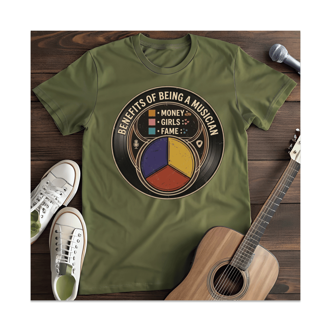 Printify T-Shirt Military Green / S Benefits Of Being A Musician Pie Chart T-Shirt