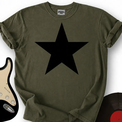 Printify T-Shirt Military Green / S Black Star T-Shirt