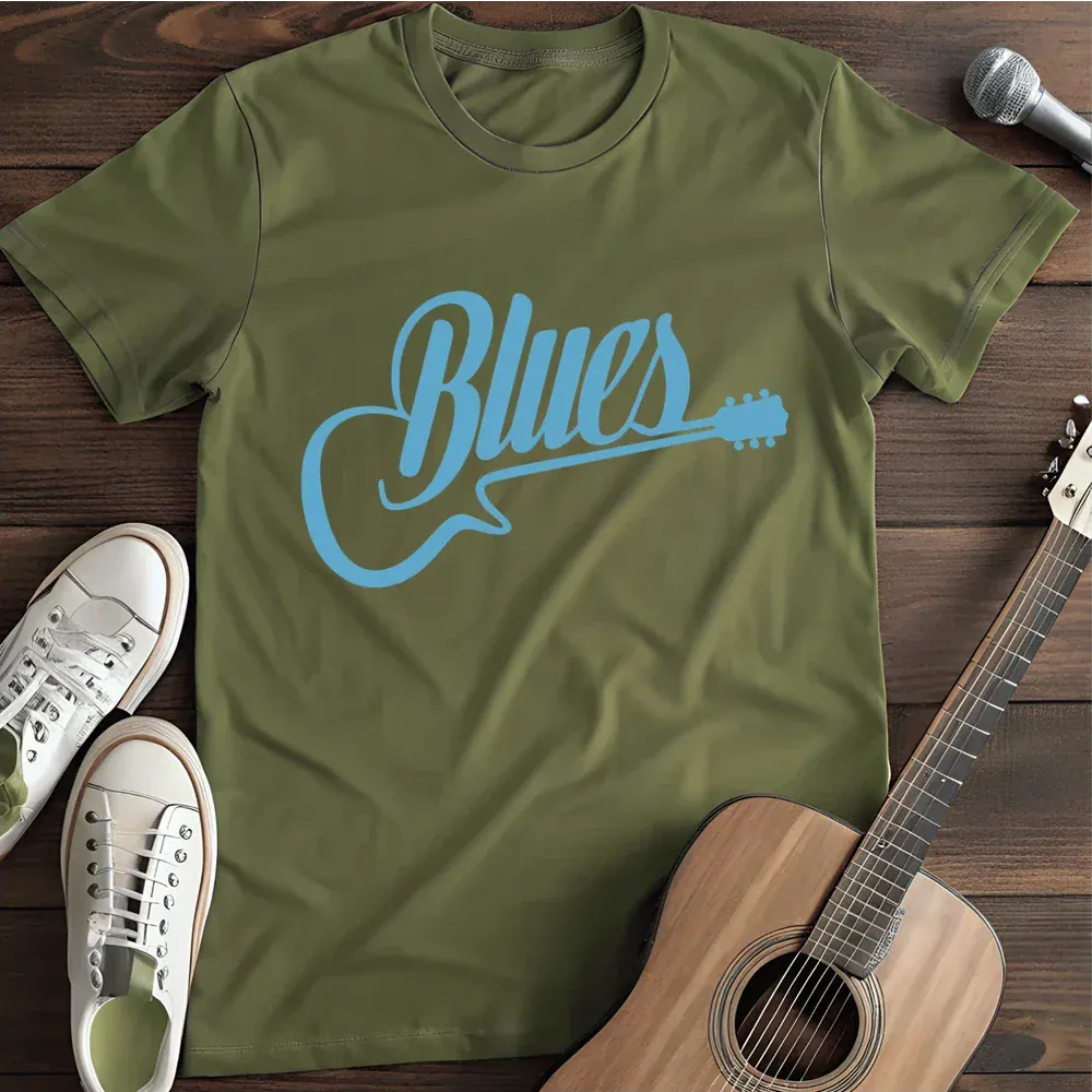 Printify T-Shirt Military Green / S Blues Guitar T Shirt