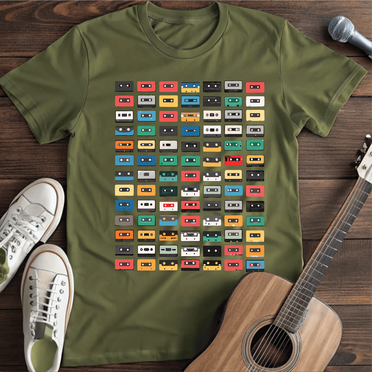 ⭐️⭐️⭐️⭐️⭐️(27) T-Shirt Military Green / S Casette Love T-Shirt