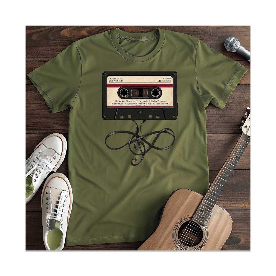 Printify T-Shirt Military Green / S Cassette Treble Clef T-Shirt