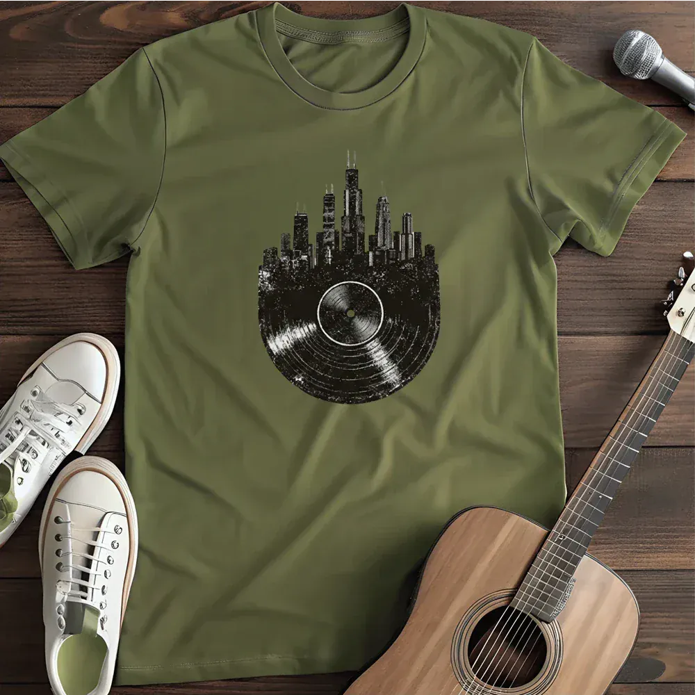 Printify T-Shirt Military Green / S Chicago Skyline T Shirt