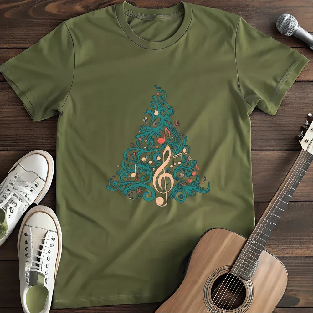 Printify T-Shirt Military Green / S Christmas Clef T Shirt