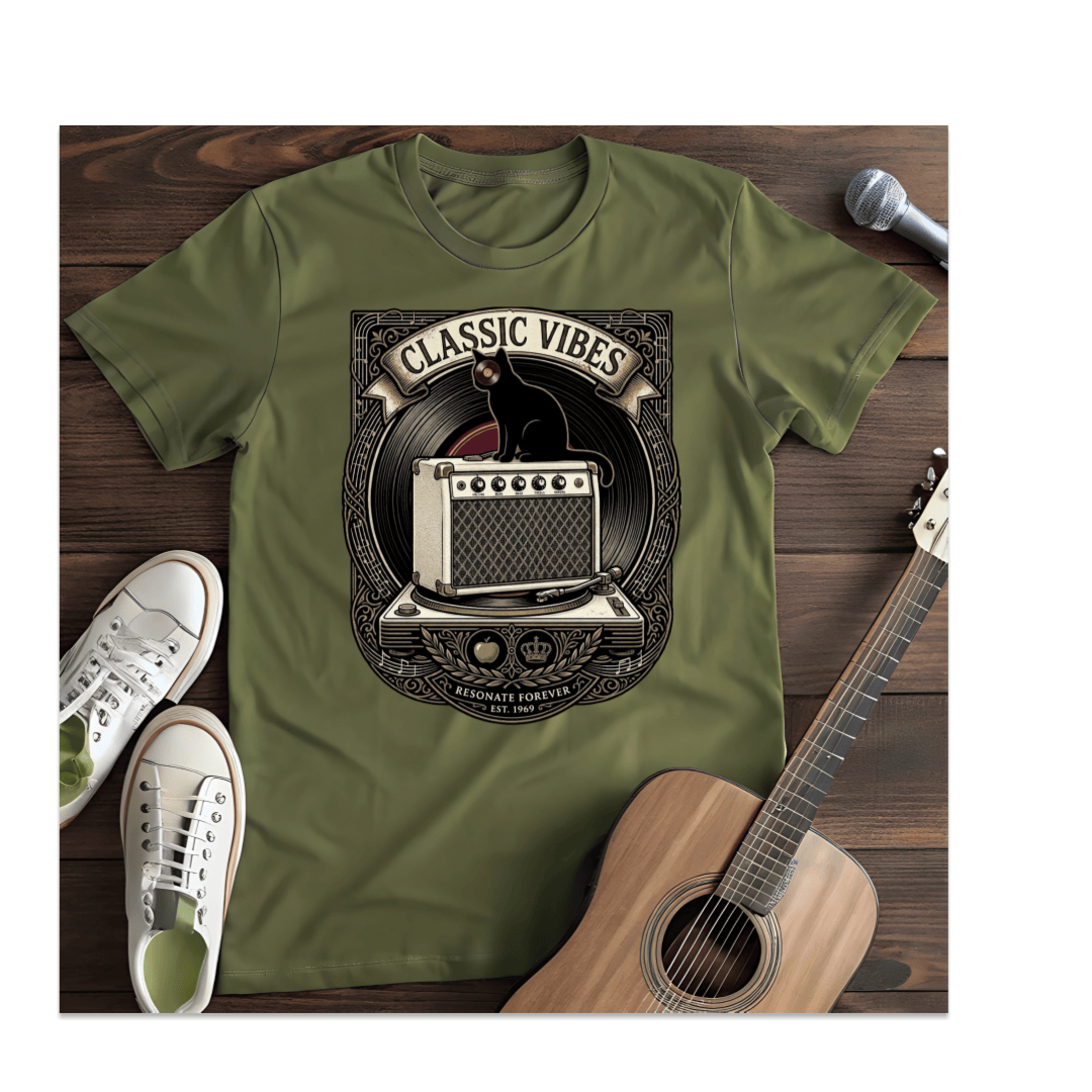 Printify T-Shirt Military Green / S Classic Vibes T-Shirt