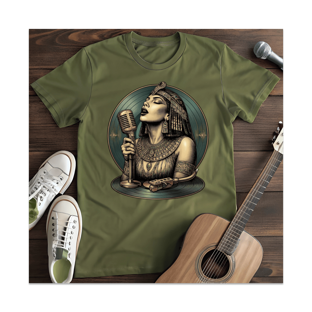 Printify T-Shirt Military Green / S Cleopatra Singing Vinyl T-Shirt