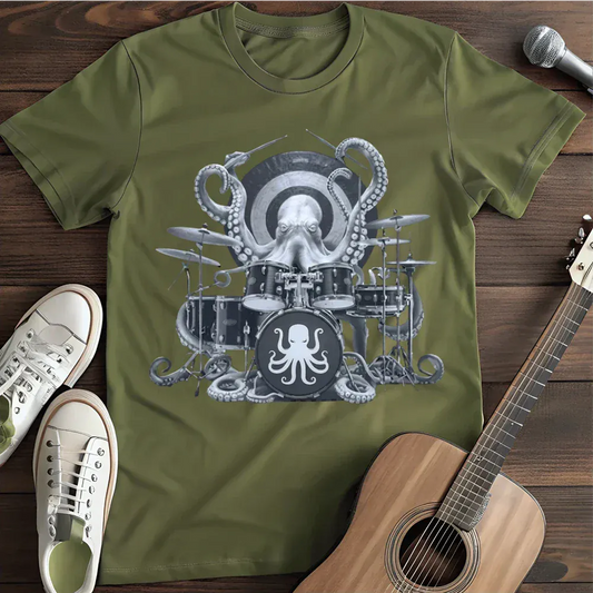 Printify T-Shirt Military Green / S Deep Sea Drummer Musical Menagerie T Shirt