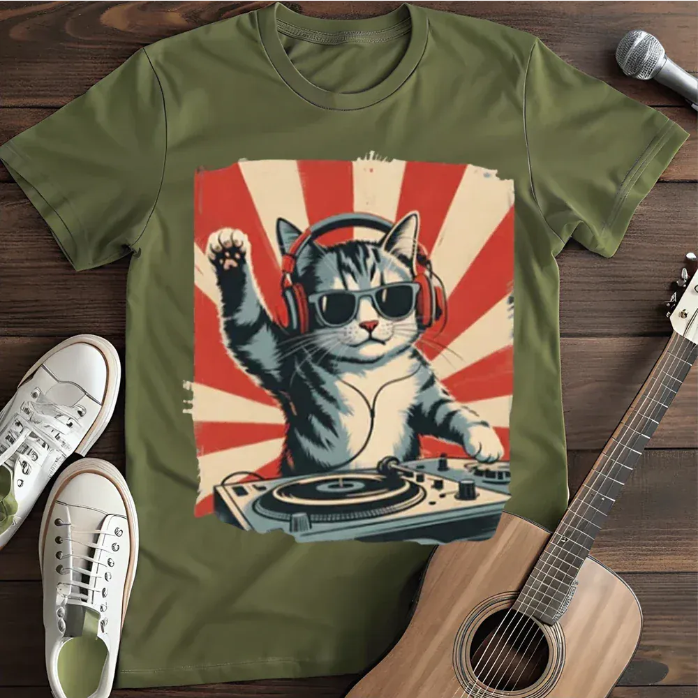Printify T-Shirt Military Green / S Dj Kitty Kat T Shirt