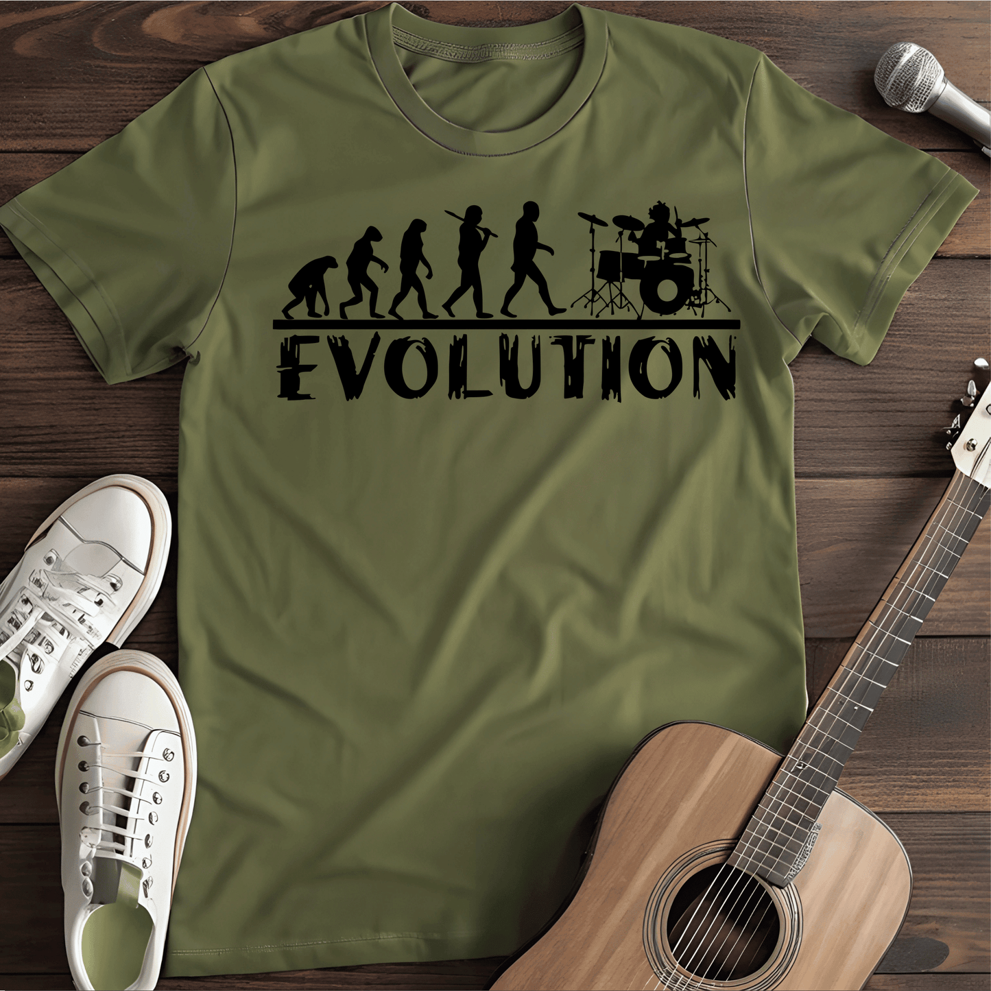 Printify T-Shirt Military Green / S Drummer Evolution black Tee