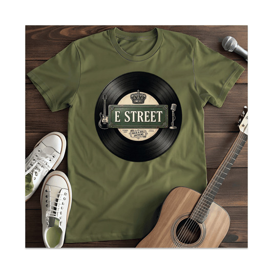 Printify T-Shirt Military Green / S E Street Rock & Roll Vinyl T-Shirt