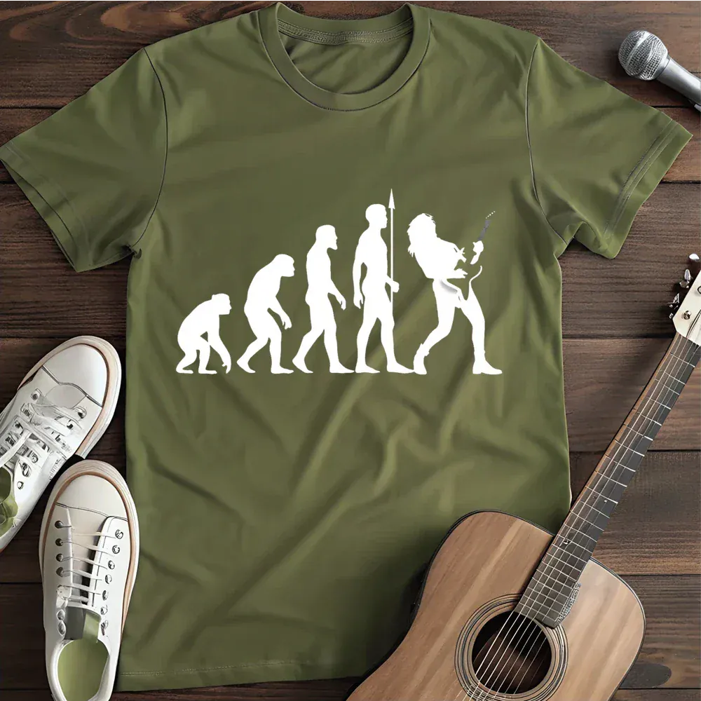 Printify T-Shirt Military Green / S Evolution Of A Lead Guitarist The Myth Time To Evolve T Shirt