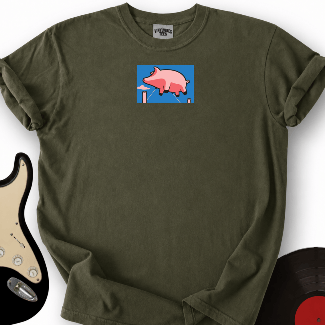 Printify T-Shirt Military Green / S Flying pig T-Shirt_