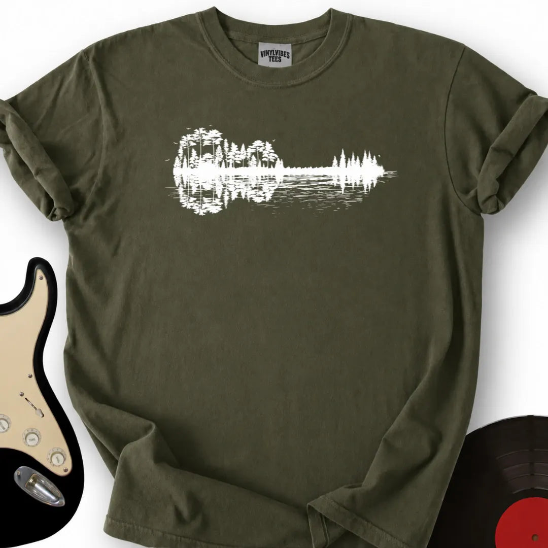 Printify T-Shirt Military Green / S Forest Guitar T-Shirt
