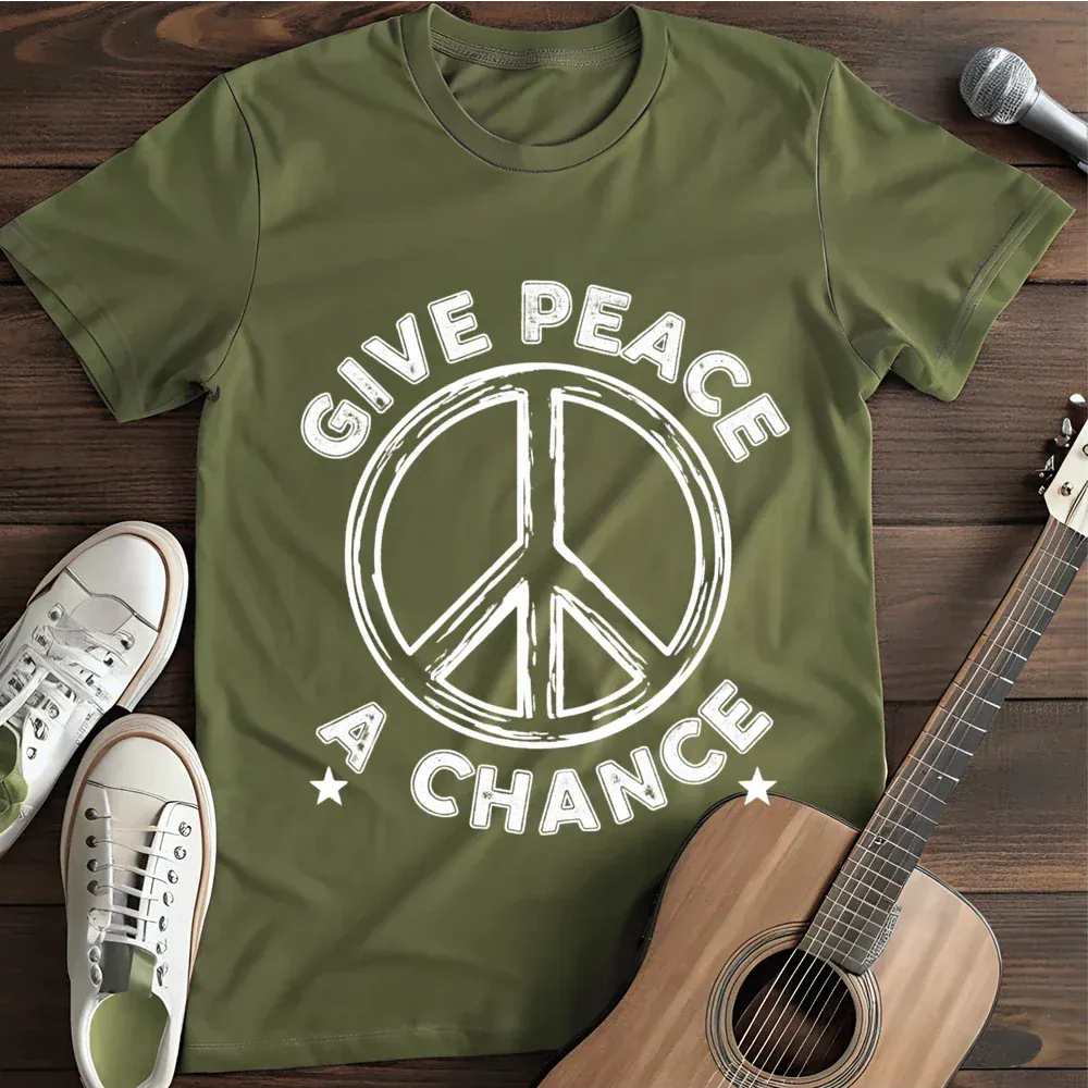Printify T-Shirt Military Green / S Give Peace A Chance T Shirt