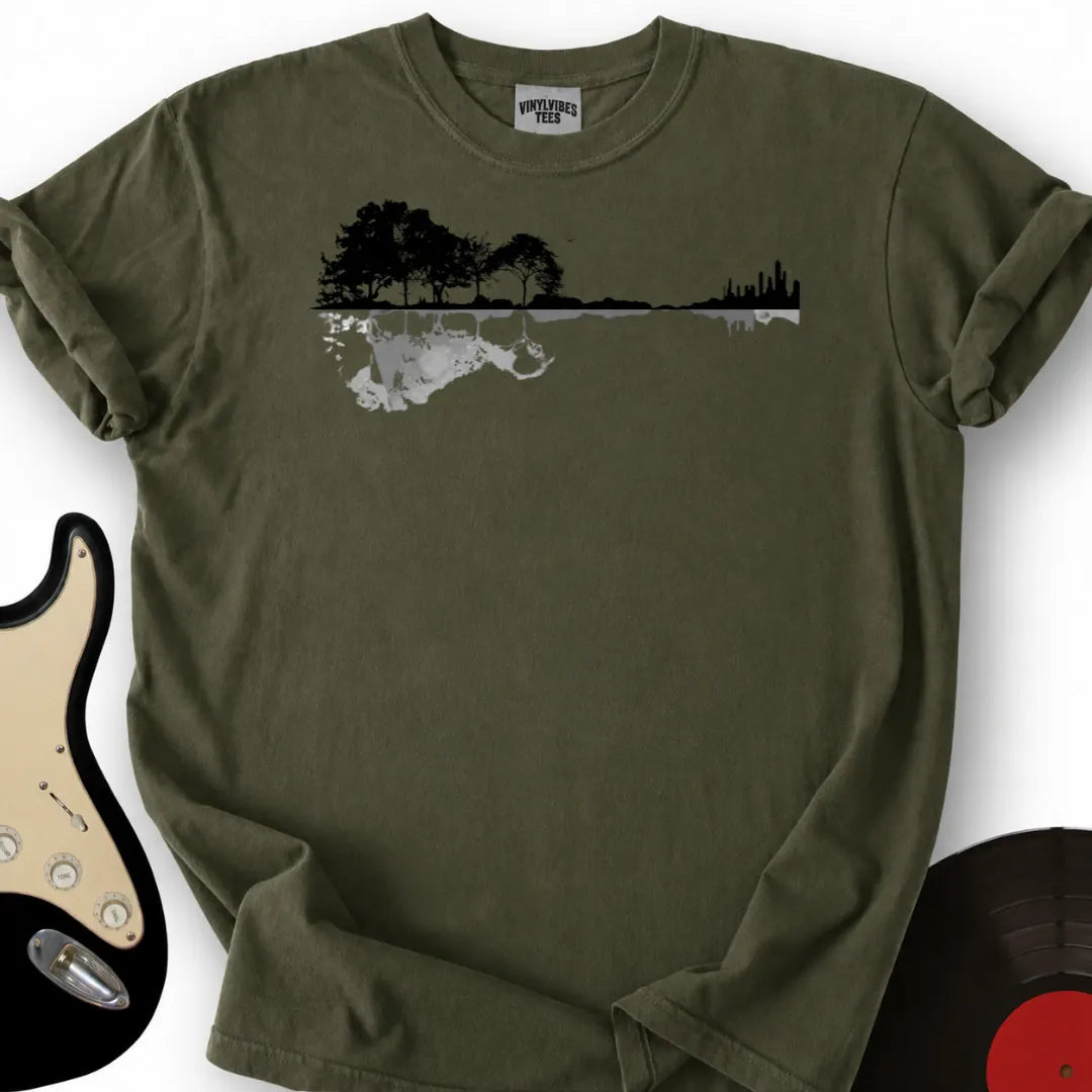 Printify T-Shirt Military Green / S Guitar Forest T-Shirt