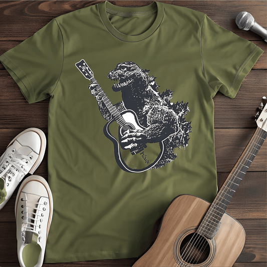 Printify T-Shirt Military Green / S Guitar Godzilla Tee