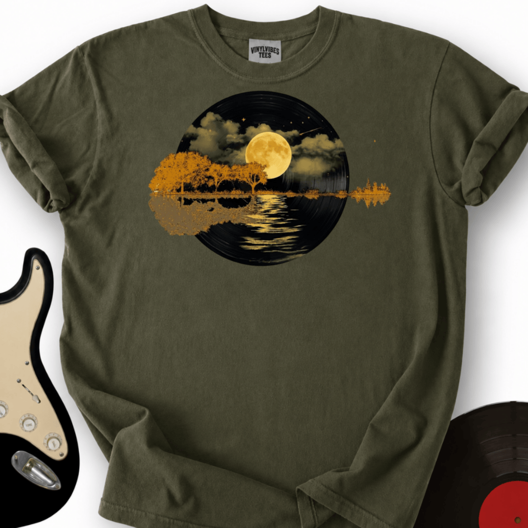 Printify T-Shirt Military Green / S Guitar Lake T- Shirt