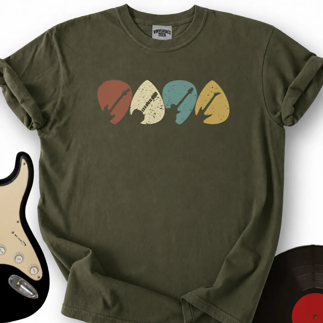 Printify T-Shirt Military Green / S Guitar Plectrums T-Shirt