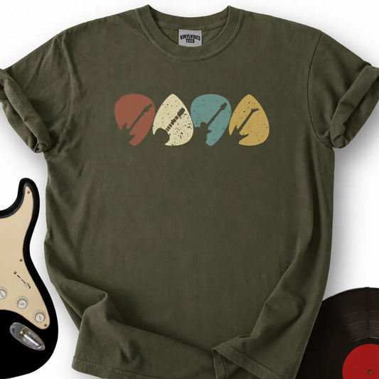 Printify T-Shirt Military Green / S Guitar Plectrums T-Shirt