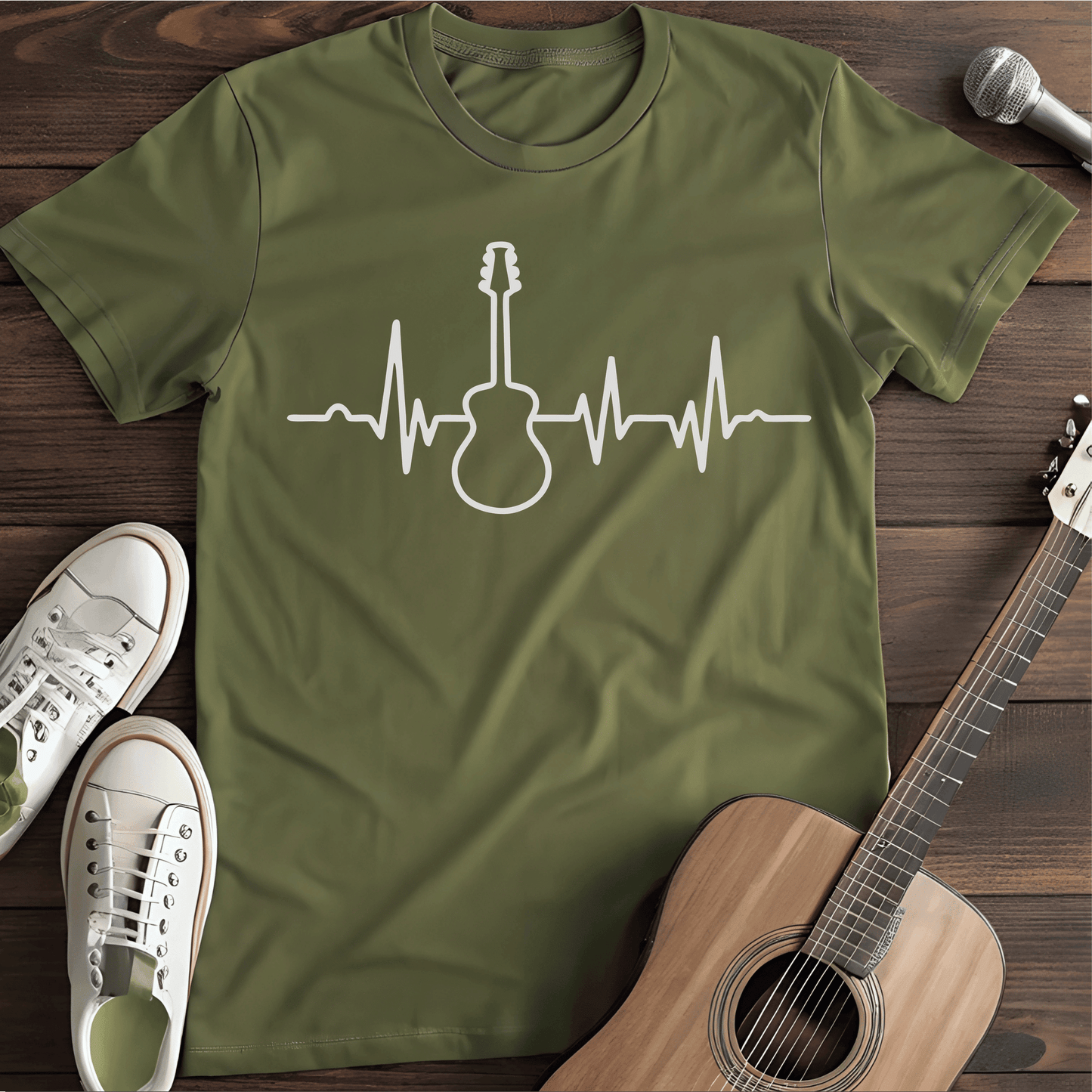 Printify T-Shirt Military Green / S Guitarbeat Tee