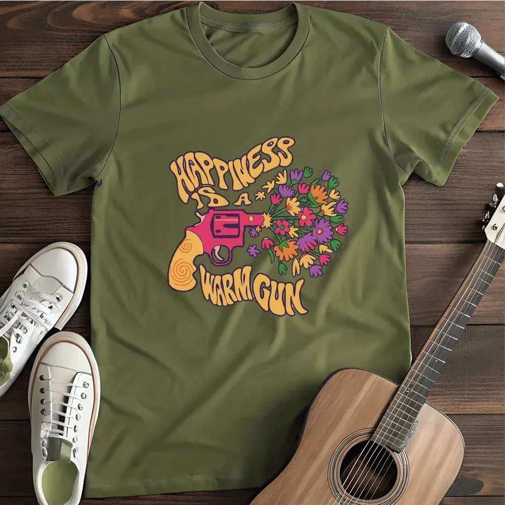 Printify T-Shirt Military Green / S Happiness Is A Warm Gun T Shirt