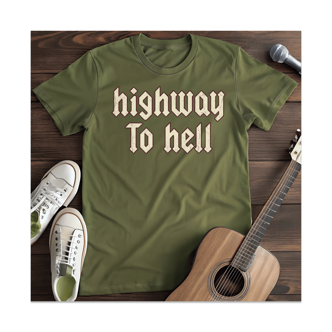 Printify T-Shirt Military Green / S Highway To Hell T-Shirt