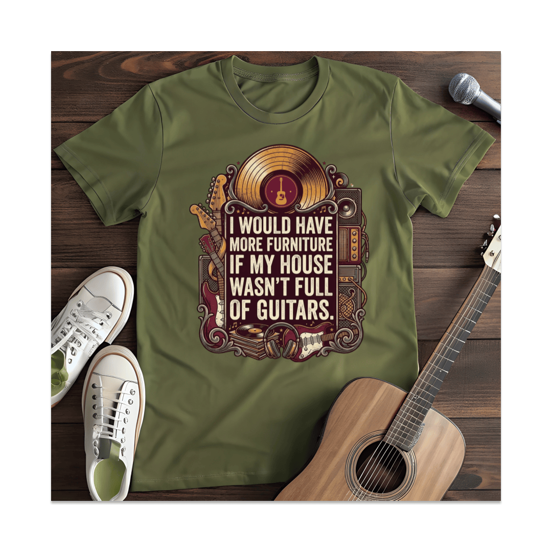 Printify T-Shirt Military Green / S House Full Of Guitars T-Shirt