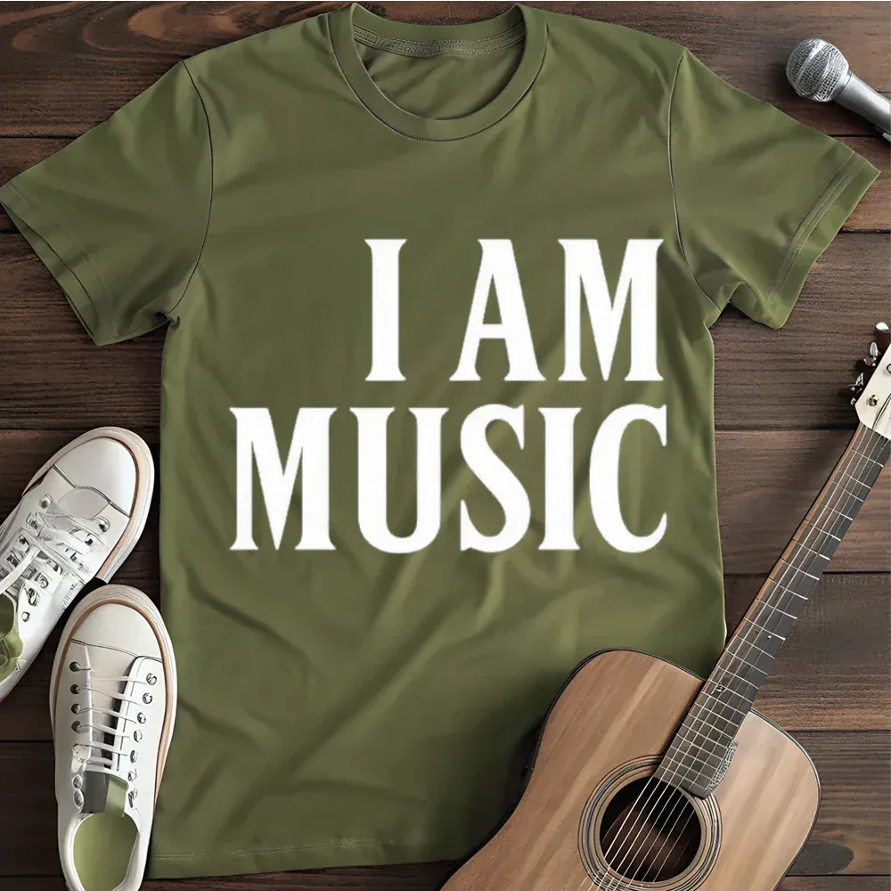 Printify T-Shirt Military Green / S I Am Music T Shirt