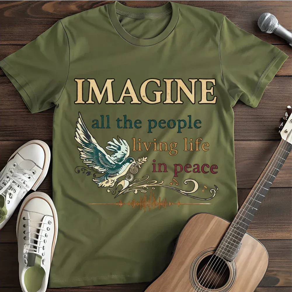 Printify T-Shirt Military Green / S Imagine All The People T Shirt