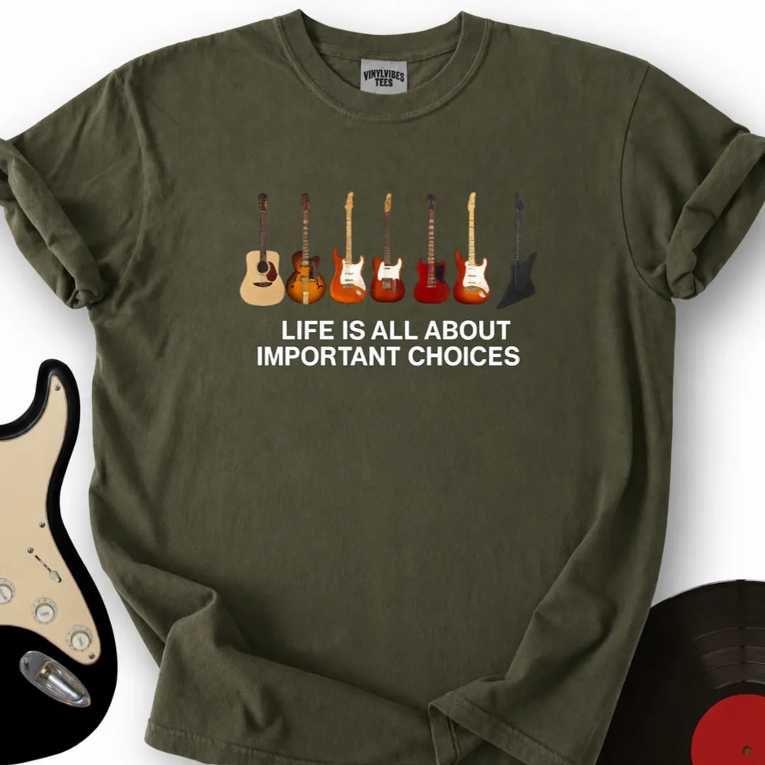 Printify T-Shirt Military Green / S Important Choices T-Shirt